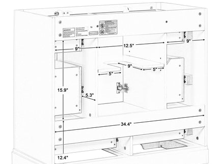 Modern Bathroom Vanity Base Only, 6 Drawer Storage With Adjustable Shelf