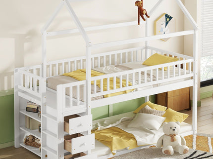 Bunk Bed With Shelves And Drawers, Storage Focused Design