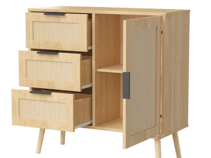 Dresser With Drawers And Adjustable Shelf - Antique Natural / Rattan