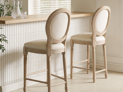 French Country Bar Chairs & Round Back (Set of 2)