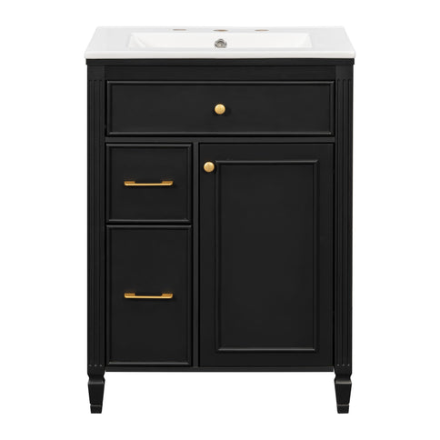 Freestanding Bathroom Vanity With Sink, Soft Close Door, Tip Out Drawer