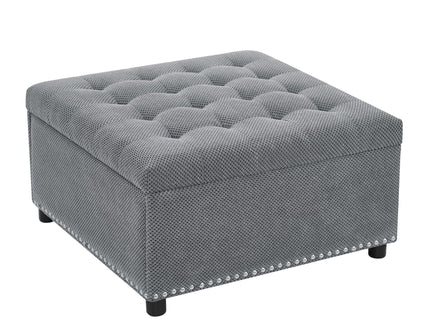 Square Tufted Storage Ottoman With Nailhead Trim