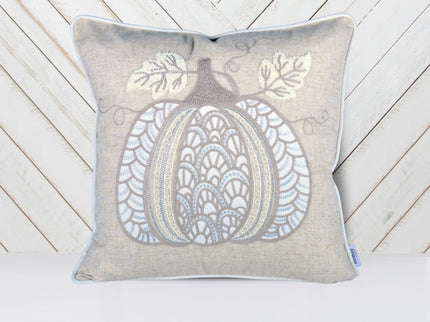 Lace Embroidered Pumpkin Throw Pillow - Natural