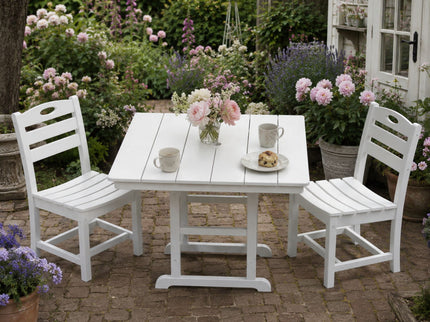 Outdoor Patio Dining Set, Square Table With Umbrella Hole And Armless Chairs