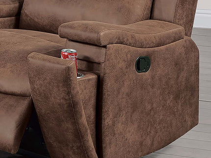 1 Piece Manual Recliner With Padded Seat And Backrest, Square Arms For Living Room - Walnut