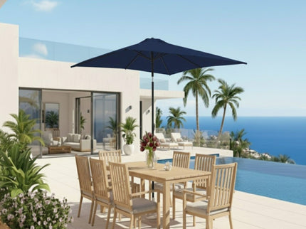 Rectangular Patio Umbrella With Crank Tilt, Polyester UV-Resistant Canopy