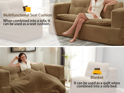 Multi Functional Sectional Sofa Bed With Independent Chaise Lounge And Functional Blanket