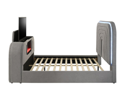 Shelyn - Bed With LED, TV Stand, Fireplace & Bluetooth
