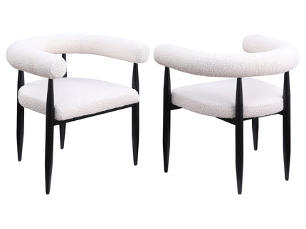 Notting - Upholstered Dining Arm Chair (Set of 2) In And Open C Shaped Backrest - Cream