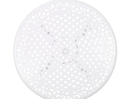 Tranquilius - Outdoor Round Dining Table With Lattice Tabletop, Umbrella Hole And Curved Legs