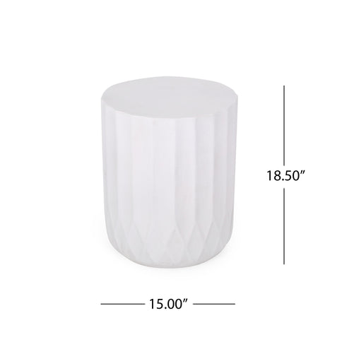 Outdoor End Table With Scallop Edge - Antique White