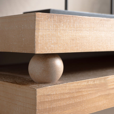 Slim Console Table, Narrow Entryway Table With Bead Detail - Light Natural / Natural