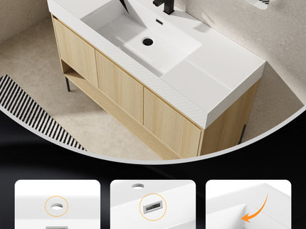 Modern Bathroom Vanity Combo With Single Resin Sink And Storage Cabinet