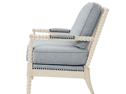 Arm Chair With Open Back Spindle Design, Padded Armrests