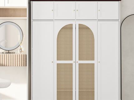 8 Door Armoire Wardrobe With Adjustable Shelves And Hanging Rod