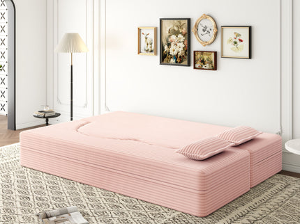 Convertible Foam-Filled Sleeper Sofa Bed With 2 Pillows