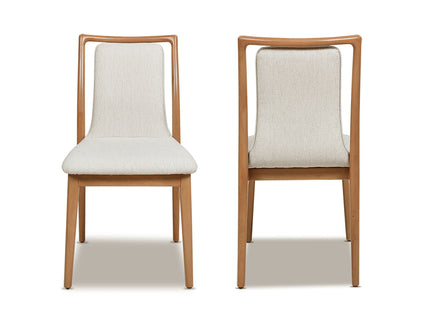 Scandi - Upholstered Dining Chair, Stain Resistant High (Set of 2) - Natural Light Brown / White Pepper