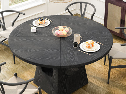 Farmhouse Round Dining Table With Storage Base