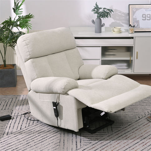 Oversized Power Lift Recliner Chai With Remote Control, Side Pocket, Spacious Seat