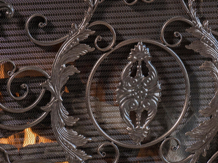 Mariella - Traditional Floral Iron Fireplace Screen With Ornate Design