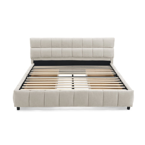 Modern Platform Bed Frame With Thick Fabric