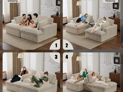 Double Chaise Lounge Chair, Oversized Upholstered Sleeper Cloud Couch