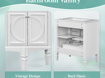 Bathroom Vanity With Sink With 2 Doors And Adjustable Shelf