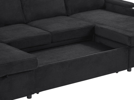 U Shaped Sectional Sofa Bed With Storage Chaise Lounges, USB Ports, And Cup Holders