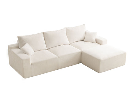 L Shaped Sectional Sofa, Full Compression 3 Seater Cloud Couch With Chaise