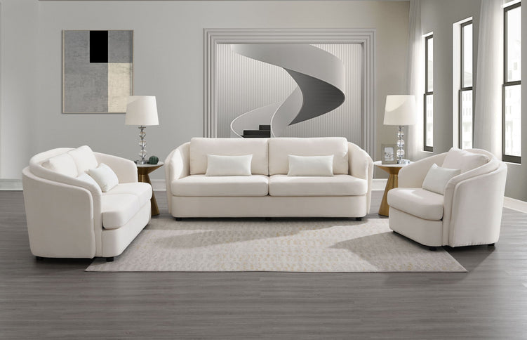 Mariko - 3 Piece Living Room Set Sofa Loveseat Chair - Beige