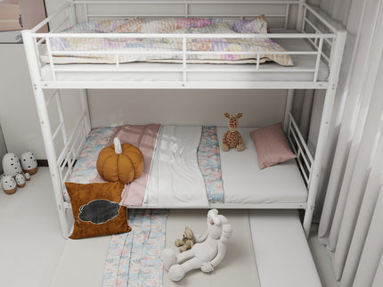 Bunk Bed For Kids, Convertible Frame With Ladders & Guardrail