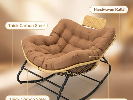 Oversized Papasan Rocking Chair Outdoor With Thick Cushion