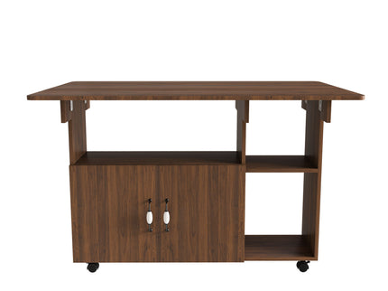 Multi Functional Folding Table With Storage Shelves And Wheels