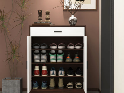 Freestanding Wooden Shoe Cabinet, 4 Tier Organizer With Drawer
