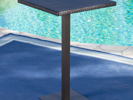 Outdoor Square Rattan Bar Table With Iron Frame - Multi Brown