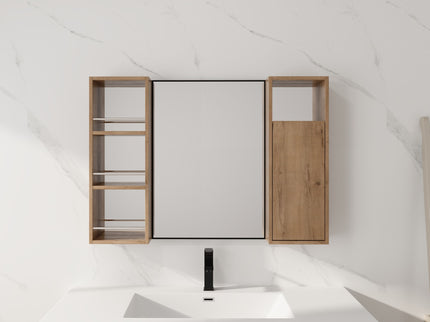 39.4" Wall Mounted Bathroom Cabinet With Storage And - Imitative Oak