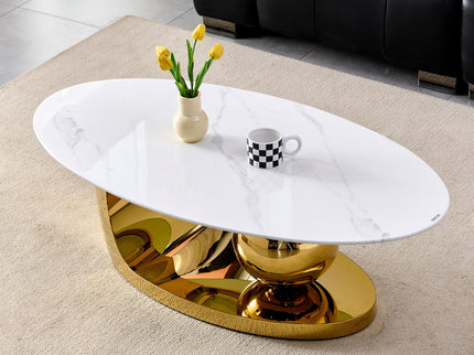 Oval Coffee Table With Geometric Precision