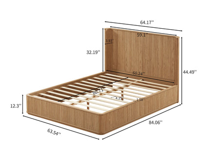 Wave Pattern Headboard Platform Bed Frame