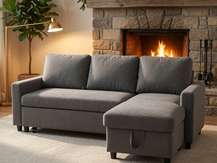 L - Shaped Convertible Sofa Bed With Storage Chaise