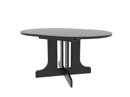Dining Table For Farmhouse Kitchen Expandable Oval Table Top With Removable Leaf Trestle X Shaped Base - Black