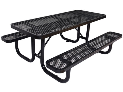 Rectangular Outdoor Steel Picnic Table With Umbrella Pole
