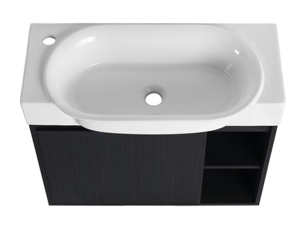 28" Wall Mounted Bathroom Vanity With Sink & Soft Close Door - Black Chestnut