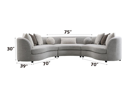 Ivria - Boucle Sectional Sofa With 9 Pillows - Gray