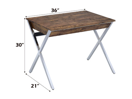 Callers - Weathered Writing Desk - Chrome / Oak