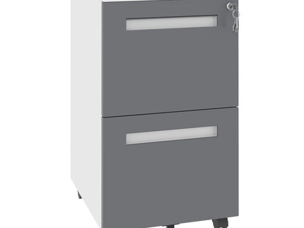 2-Drawer Mobile File Cabinet With Lock,On 360° Wheels, Holds A4/Letter/Legal Files - White