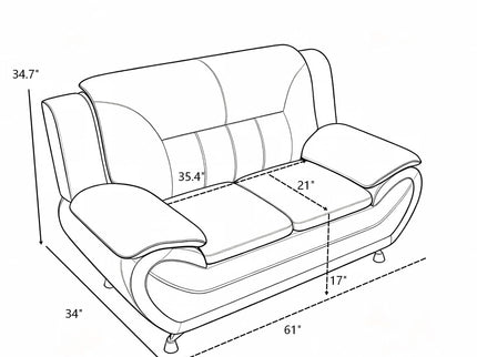 3 Piece Sofa Set, Upholstered Living Room Furniture - Camel