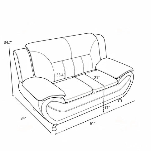 3 Piece Sofa Set, Upholstered Living Room Furniture - Camel