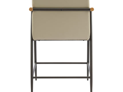 Mid Century Modern Counter Stool Set With Espresso Metal Frame - Khaki