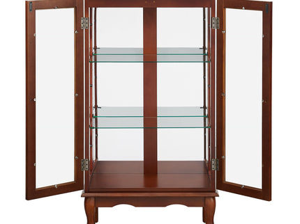 Curio Cabinet Lighted Curio Diapaly Cabinet With Adjustable Shelves And Mirrored Back Panel, Tempered Glass Doors (3 Tier), (E26 Light Bulb Not Included)