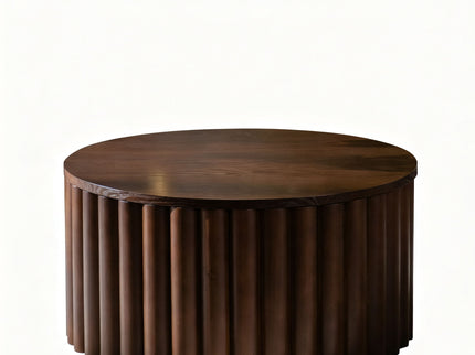 Round Coffee Table With Lift Mechanism For Living Room - Walnut